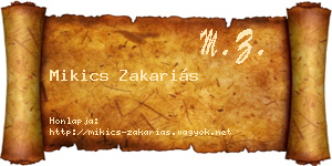 Mikics Zakariás névjegykártya